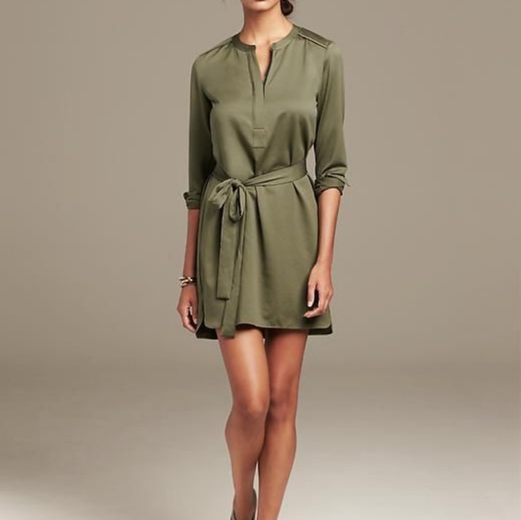 banana republic olive green dress